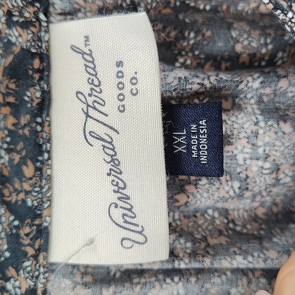 Universal Thread Peasant Blouse XXL Partial Button Down Long Sleeve Gray Peach - Picture 5 of 9